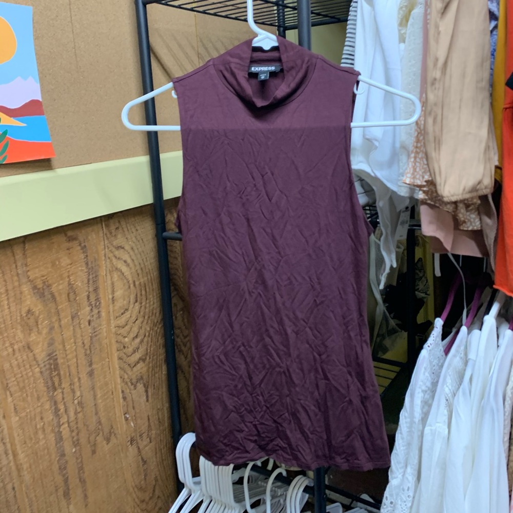 A maroon tank top